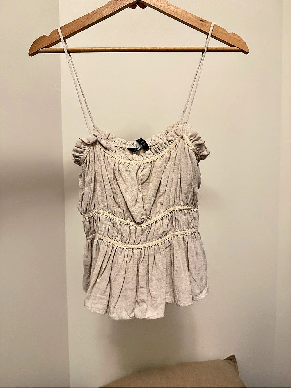 Zara Beige Ruffle Tank Top